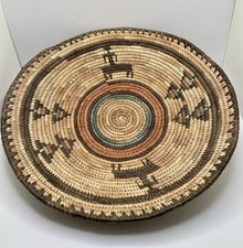 Vintage Tribal style coil woven 12”Flat Woven Tray Plate. picture