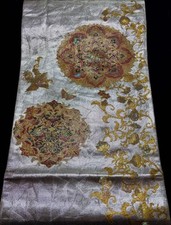 Obi Good conditionFUKURO OBI mother-of-pearl hand-woven Rokutsuu gold and silver picture
