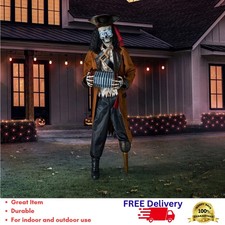7' Pre-Lit Animated Pirate Skeleton Halloween Animatronic Bluetooth Prop Lighted picture