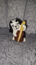 Vtg Anthropomorphic Ceramic Dog Playing Cello Figurine Spaniel Musician Japan picture