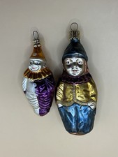 VTG Set Of 2 Clown Ornaments From Germany & Czechoslovakia picture