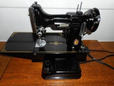 CENTENNIAL EDITION  SINGER SEWING MACHINE MODEL 221-1 FEATHERWEIGHT, BLUE BADGE picture
