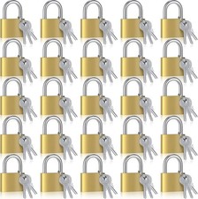 24 Pcs Solid Brass Keyed Padlock, Small Yellow Gym Lock, Strong Padlock withSame picture