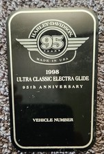 1998 Harley Davidson 95th Anniversary Ultra Classic Electra glide Vin Plate picture