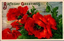 Happy Birthday Greeting Roses Postcard c1910 picture