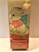 Old Fashioned Mechanical Wind Up Rocking Jack Rabbit Paper + Plastic Bunny 1980 picture