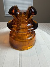 Hemingray-661 Streaked Amber Glass Insulator 1-41 Made in U.S.A. Vintage (12) picture