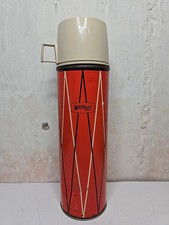 Vintage Worth all By THERMOS Bottle With Cup And Cap Red Design picture