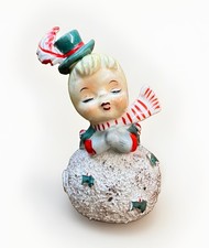 Vintage Geo Z Lefton KISSING GIRL SNOWBALL Christmas Bell Figurine Japan 019 picture