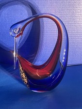 authentic 7.25” Murano Sommerso glass swan W/original 