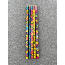 Vintage Lisa Frank Lot Of Pencils 5 Unsharpened 1989 Tropical Flamingo Fruits picture