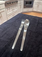 Georg Jensen Arne Jacobsen Stainless Steel Spoon & Fork Denmark MCM Vintage picture