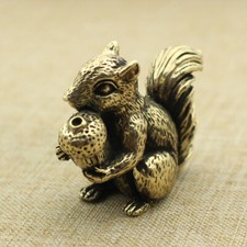 Brass Squirrel Figurine Statue Animal Figurines Toys House Office Decoration USA picture