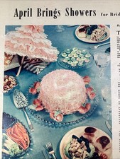 Bridal Shower Pink Coconut Cake Print Ad 1953 Atlanta AJC Food Grace Hartley picture