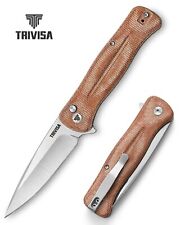 Trivisa Dor-04Br Brown 14C28N Blade Micarta Handle EDC Knives picture