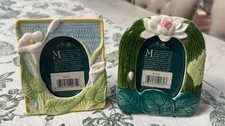 Lot 2 Terragraphics Majolica Ceramic Little Picture Frame Lily Pad Victorian NEW picture