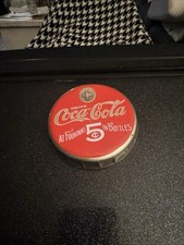Vintage Style Coca-Cola 5 Cents Drink Soda Tin Bottle Cap Sign picture