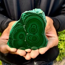 262G Natural malachite slice quartz crystal luster mineral specimen picture