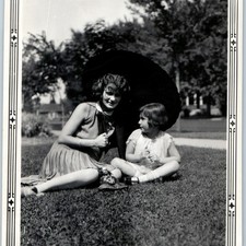 c1930s Cute Lady Girl Adorable Snapshot Photo Parasol Umbrella Fashion Art Deco picture