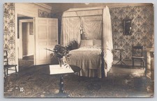 RPPC Interior Room Canopy Bed Vintage Postcard 1926 Sent picture