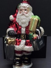 Saks Fifth Avenue Blown Glass Santa Christmas Ornament picture