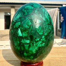 420G Top natural malachite quartz hand carved egg crystal Reiki decoration - picture
