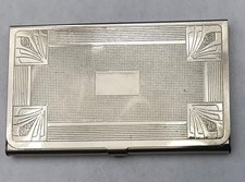 Antique Art Deco Hansaware Germany Silver Tone Pocket Card Cigarette Case Vtg. picture