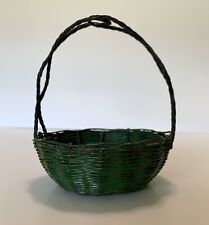 Vintage Green Metal Wire Basket 4.5” Tall  picture