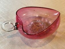 Vintage Cranberry Glass Nappy Footed Candy Dish Handblown in excellent condition picture