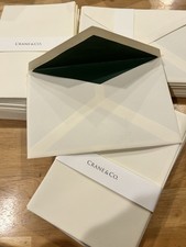 Crane & Co. set of 25 Envelopes Cream and Hunter Green interior lined 6.5 x 4.5 picture