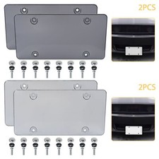 2x UNBREAKABLE CLEAR FLAT LICENSE PLATE MOUNT HOLDER FRAME BUMPER SHIELD COVER picture