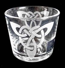 Vintage Duiske Irish Design Tealight Holder Etched Glass Never Used picture