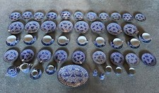 59 Piece Blue & White Phoenix Japanese Porcelain aka Flying Turkey picture