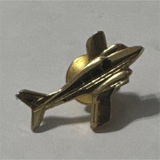 Gold Tone Airplane Pinback Lapel Pin Tie Tack Badge picture