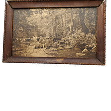 Antique Sepia Landscape Photo Wiley Art Store Hartford CT Frame 11x7 C. 1900 picture