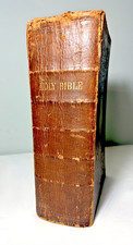 Antique 1867 Civil War Era Holy Bible Leather Bound American Society NY picture