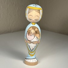Vintage Wooden Hand Carved & Painted Mary & Baby Joseph Figurine in Box JAPAN 7