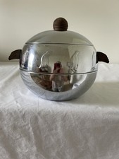 Vintage Penguin Ice Bucket Hot Cold Server West Bend With Wooden Handles picture