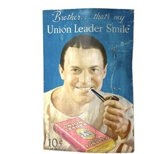 Antique Union Leader Tobacco Stand Up Advertising Poster Chester Morris Rare picture