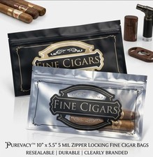 Cigar Storage Bags, 10 x 5.5 Inch, 5 Mil Laminated Zipper Bags, 100 Pack picture