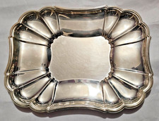 Antique 1920s Silverplate Rectangular Serving Platter Scalloped Gadrooned picture