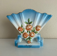 Vintage Czech Bridge Fan Vase Made in Czechoslovakia picture