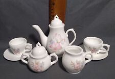 Miniature China Tea Set Pot, Creamer, Sugar, Cups & Saucers picture