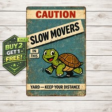 Funny Beware Of The Turtle Retro Tin Sign Metal Wall Decor 8x12 picture