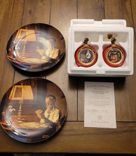 2 Norman Rockwell's Christmas Classics Heirloom Porcelain Ornament & 2 Plate Set picture