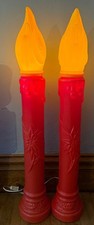 Lot Of 2 Vintage 1969 Empire Blow Mold Candle Christmas Poinsettia WORKING picture