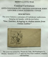 1860s CIVIL WAR CONFEDERATE VA GOVERNOR LETCHER UNION SUPPORT PATRIOTIC COVER picture
