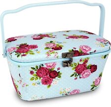 Dritz Large Oval, Blue Floral Sewing Basket picture