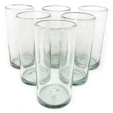 Clear 20 oz Tall Iced Tea Glasses (set of 6), Hand Blown Mexican Glassware, R... picture