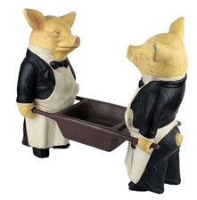 Vintage Pig Waiter Resin French Bistro Anthropomorphic Planter Centerpiece picture